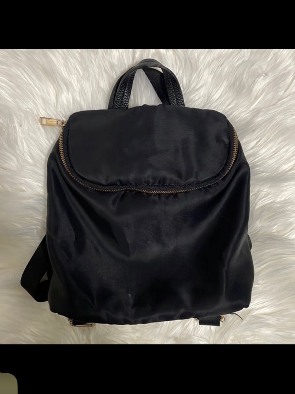 a new day Black Nylon Backpack with Gold Zipper